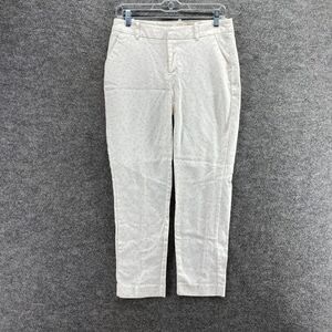 A New Day Pants Women 6 White Polka Dot Mid Rise Pleated Stretch Pockets Cotton